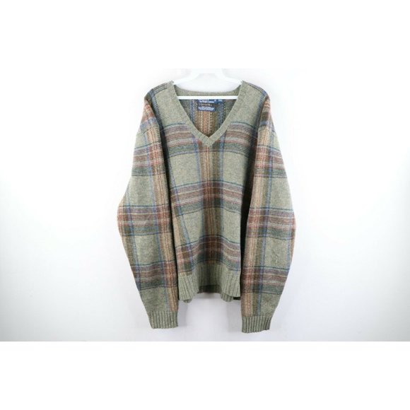 Vintage 90s Ralph Lauren 2XL Alpaca Wool Knit Multicolor Plaid V